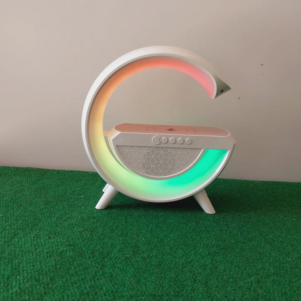 G-Shape LED Wireless Charging Speaker Lamp | 4 in 1 Lamp with Bluetooth Speaker | G-Shape Atmosphere Lamp | G Shape Lamp | Dynamic G Lamp | G Shape Wireless Charger With Lamp